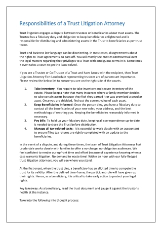 Responsibilities of a Trust Litigation Attorney