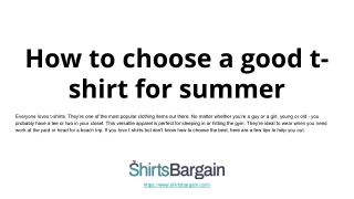 How to choose a good t-shirt for summer