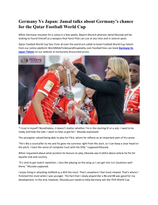 Germany Vs Japan Jamal talks about Germany’s chance for the Qatar Football World Cup