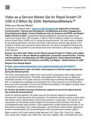 Video as a Service Market worth USD 6.2 billion by 2026 - MnM