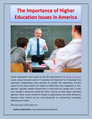 The Importance of Higher Education Issues in America