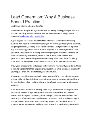 lead generation strategies