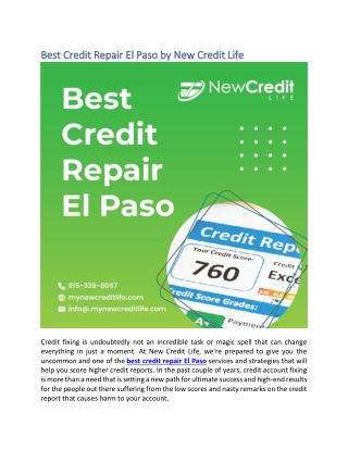 Best credit repair El Paso by New Credit Life
