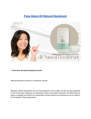 Faqs About All Natural Deodorant