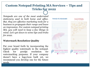 Custom Notepad Printing MA Services – Tips and Tricks for 2022