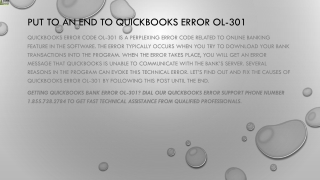 Effective methods to eliminate QuickBooks Error OL 301