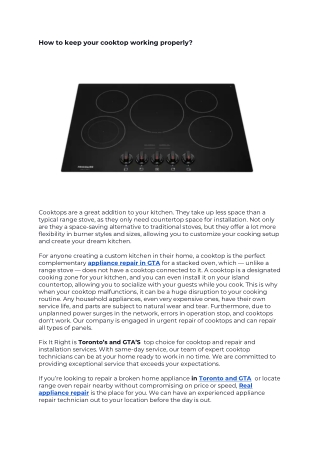 How to keep your cooktop working properly