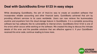 Effective Deals with QuickBooks Error 6123 in Easy Steps