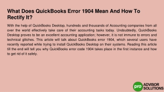 Let's see what does QuickBooks error 1904 mean and how to fix it?