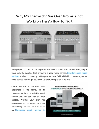 Why My Thermador Gas Oven Broiler is not Working