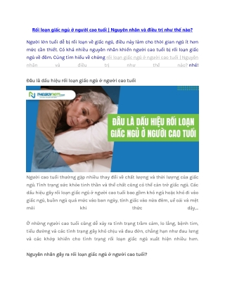 RỐI LOẠN GIẤC NGỦ Ở NGƯỜI CAO TUỔI | NGUYÊN NHÂN VÀ ĐIỀU TRỊ NHƯ THẾ NÀO?