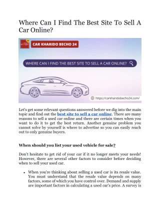 Where Can I Find The Best Site To Sell A Car Online?