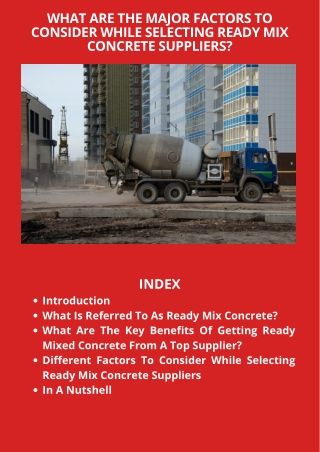 Major Factors To Consider While Selecting Ready Mix Concrete Supplier