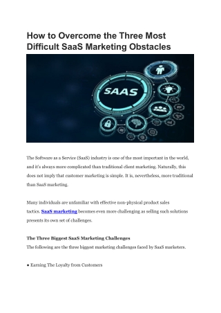 How to Overcome the Three Most Difficult SaaS Marketing Obstacles