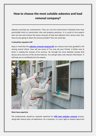 How to choose the most suitable asbestos and lead removal company-converted