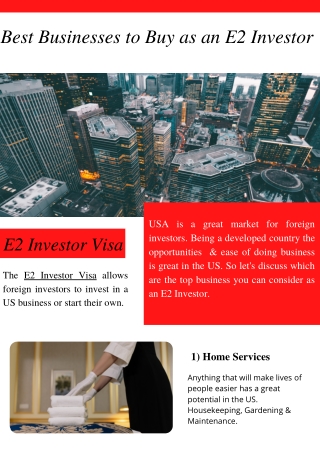 Best Businesses to Buy as an E2 Investor | Startup Business Bureau