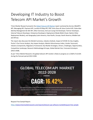 Developing IT Industry to Boost Telecom API Market’s Growth