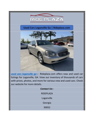 Used Cars Loganville Ga | Rideplaza.com