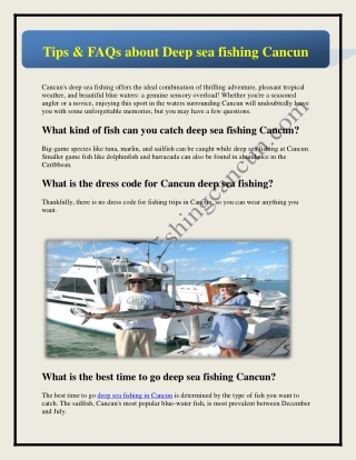 Tips & FAQs about Deep sea fishing Cancun