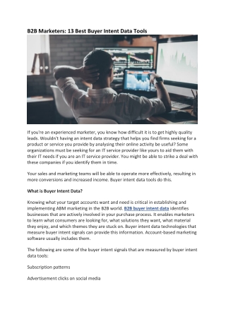 B2B Marketers 13 Best Buyer Intent Data Tools