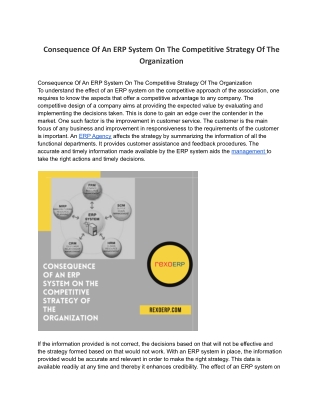 Consequence Of An ERP System On The Competitive Strategy Of The Organization