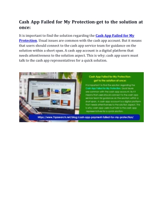 Cash App Failed for My Protection-get to the solution at once: