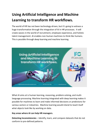 Using Artificial Intelligence and Machine Learning to transform HR workflows