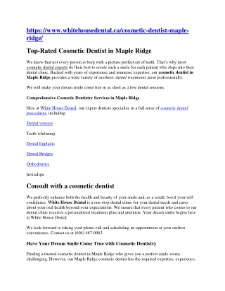 Cosmetic Dentist Maple Ridge