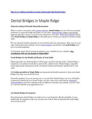 Dental Bridges in Maple Ridge