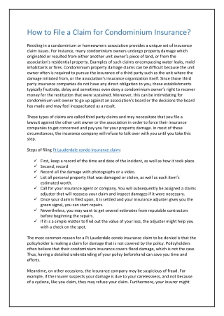 How to File a Claim for Condominium Insurance