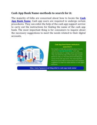 Cash App Bank Name-methods to search for it: