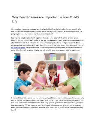 Why Board Games Are Important in Your Child