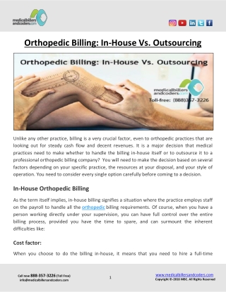 Orthopedic Billing - In House Vs. Outsourcing