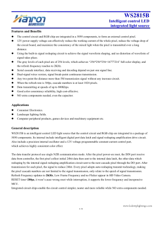 12v rgb WS2815 LED SPECIFICATION Datasheet from Hanron Lighting