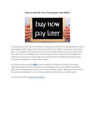 How to Pay for Your Purchases with BNPL