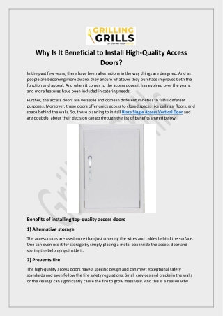 Get Blaze Single Access Vertical Door - Grilling Grills