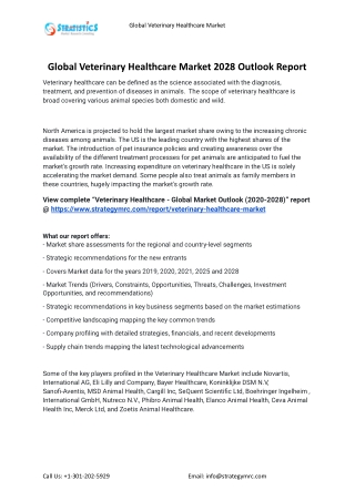 2021 Veterinary Healthcare Industry Global Analysis Report