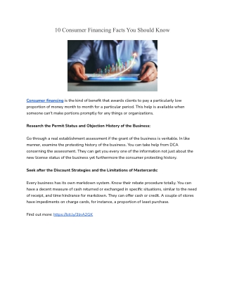 10 Consumer Financing Facts You Should Know