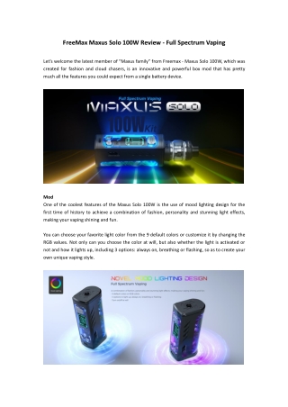 FreeMax Maxus Solo 100W Review