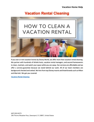 Vacation Rental Cleaning