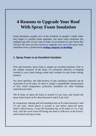 4 Reasons to Upgrade Your Roof With Spray Foam Insulation