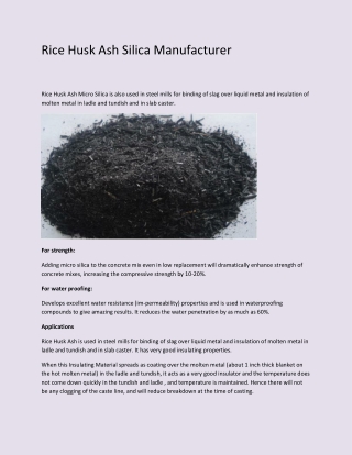 Rice Husk Ash Silica Manufacturer