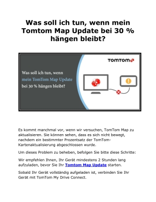 Was soll ich tun, wenn mein Tomtom Map Update