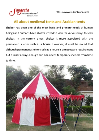 All about medieval tents and Arabian tents