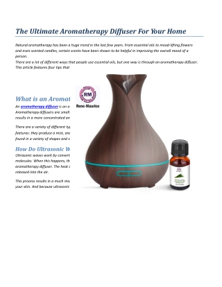 The Ultimate Aromatherapy Diffuser For Your Home