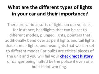 What are the different types of lights in your car and their importanc?