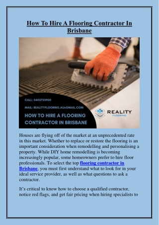 How To Hire A Flooring Contractor In Brisbane