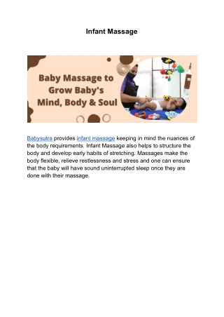 Infant Massage | Babysutra