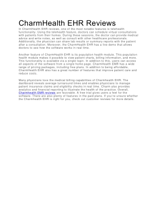 CharmHealth EHR Reviews