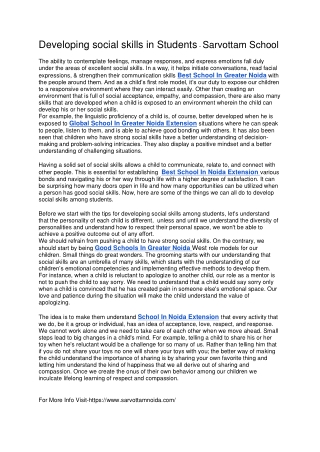 Developing social skills in Students - Sarvottam School